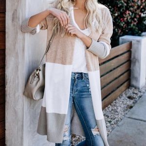 Long, lightweight colorblock cardigan